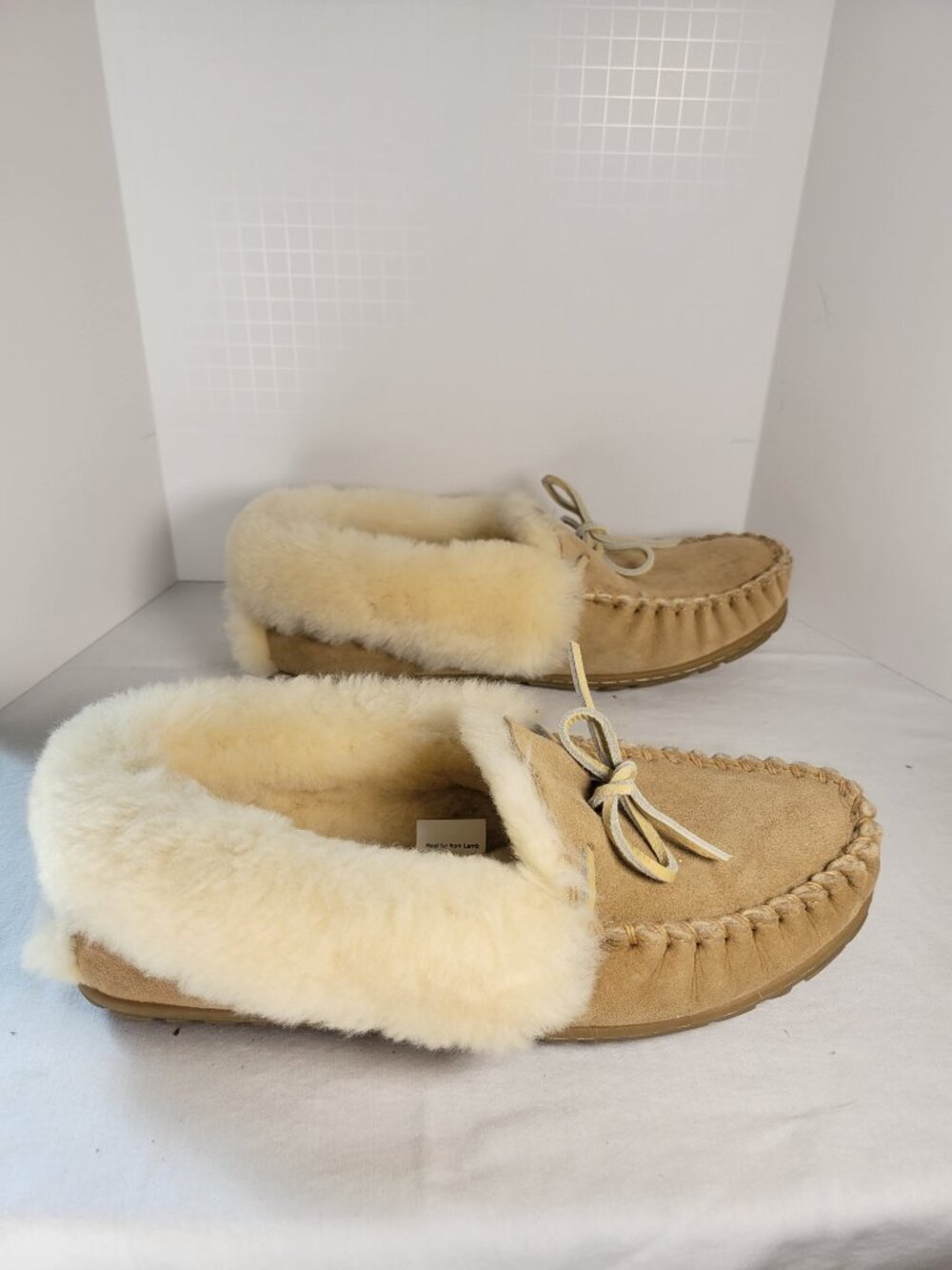 L.L.Bean Wicked Good Shearling Moccasin Slippers Natural Women's 11 - Picture 7 of 13